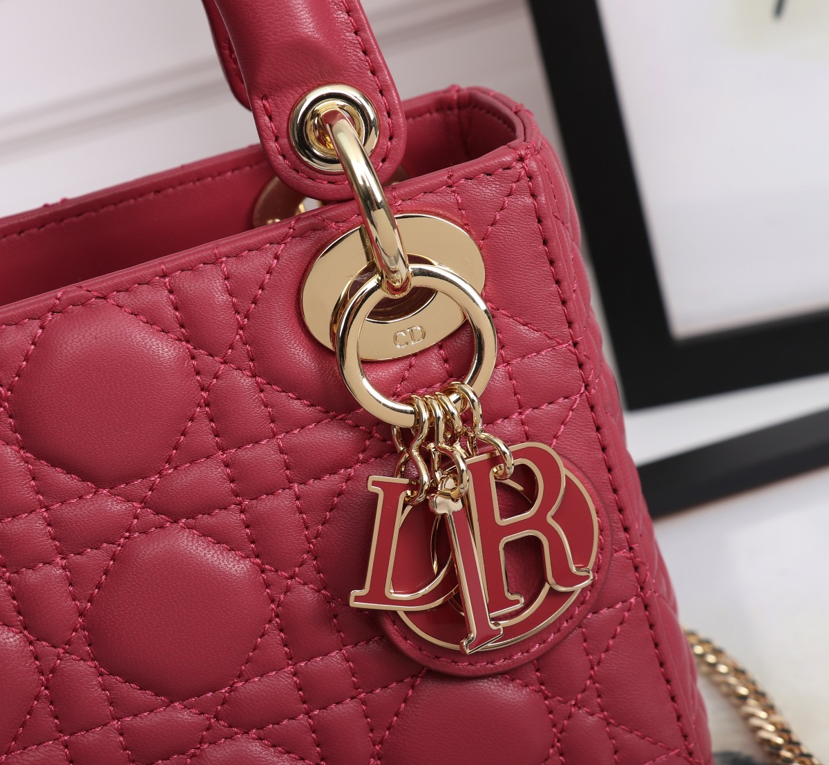 Mini Lady Dior Bag Burgundy Cannage Lambskin